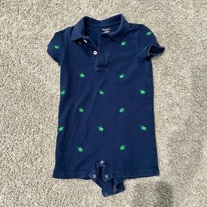 Ralph Lauren 18 months blue with green turtles shortall onesie